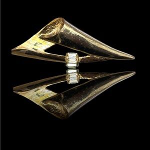 Modernist Pin Brooch with Baguettes